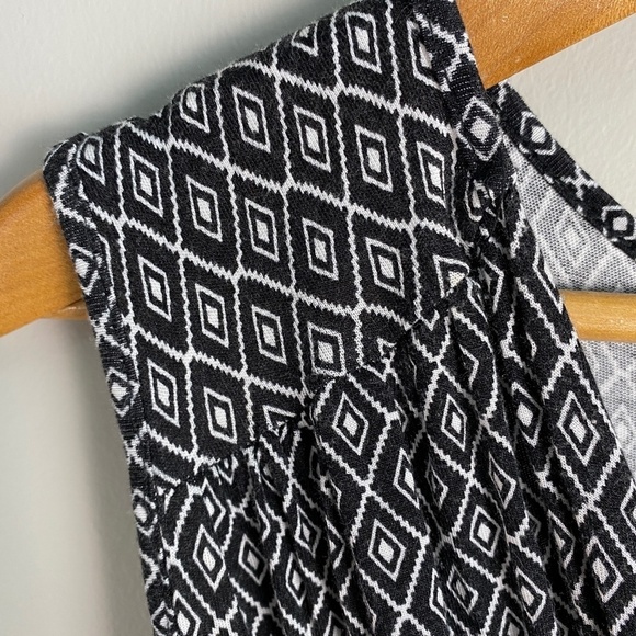 Denver Hayes Geometric Black & White Sleeveless Midi Dress X-Large + Waist Tie - Picture 5 of 15